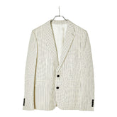 セリーヌ ストライプ 2B テーラードジャケット ブレザー サイズ48 2V376881C オフホワイト ブラック ウール コットン メンズ CELINE 【中古】